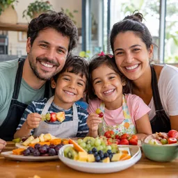 uma família em oficina culinária